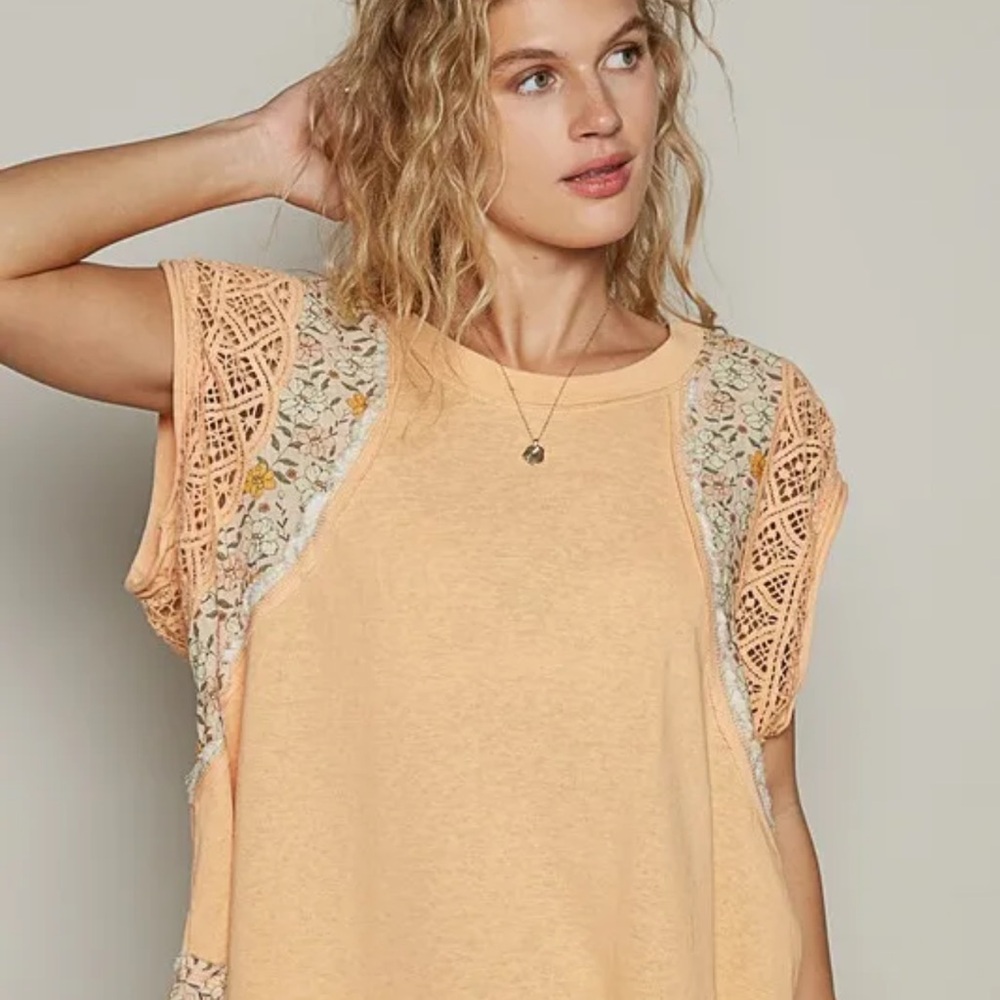 POL Orange Flutter Sleeve Embellished Blouse